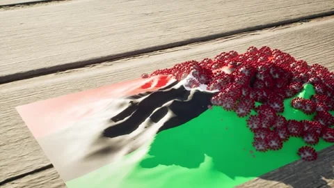 Libya Flag - Virus Growth Stock Footage 320300679