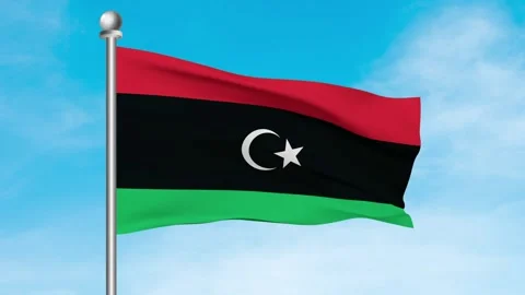Libya Flag Waving In Blue Sky Stock Footage 240651264