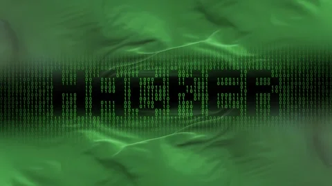 Libya flag - Waving flag on matrix binary code background Stock Footage 321420248
