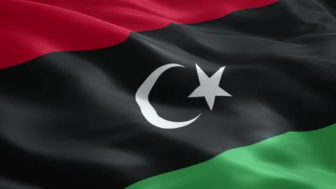 Libya Flag Waving High Quality Realistic National Symbol Background Loop Stock Footage 334628531
