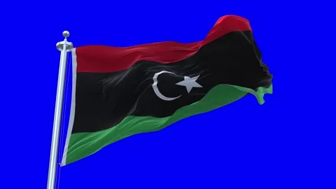 Libya Flag Waving in Loopable and Textured green screen background Stock Footage 296876920