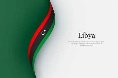 Libya flag on Waving ribbon Stock Illustration