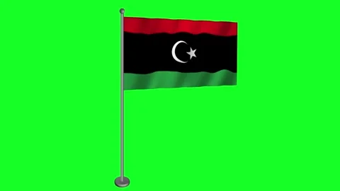 Libya Flag Waving Strong on Green Screen. Stock Footage 277934783