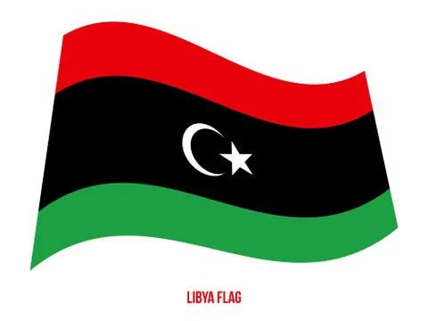 Libya Flag Waving Vector Illustration on White Background. Libya National Flag Stock Illustration