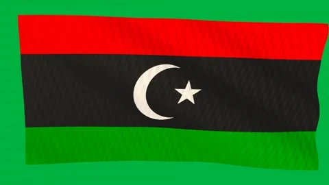 Libya flag waving in the wind on a green screen Stock Footage 343132361
