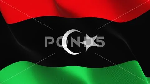 Libya flag waving on wind. Stock-Illustration
