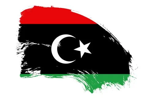 Libya flag on white background with abstract paint brush texture effect Stock Illustration