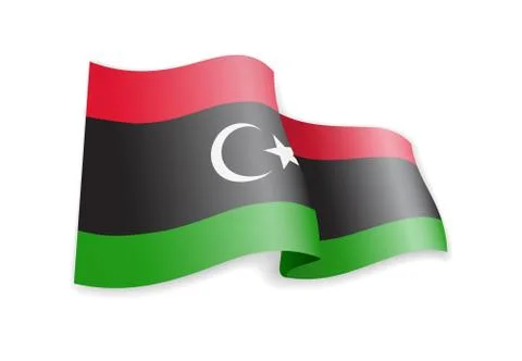 Libya flag in the wind. Flag on white vector illustration Stock Illustration