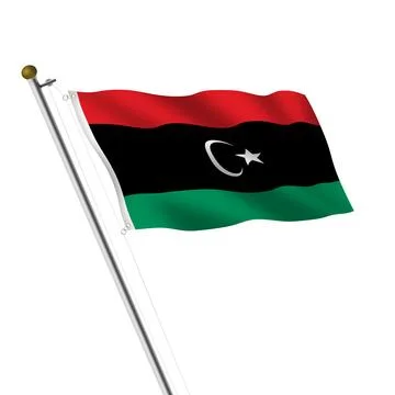Libya flagpole illustration with clipping path Stock Illustration