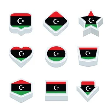 Libya flags icons and button set nine styles Stock Illustration
