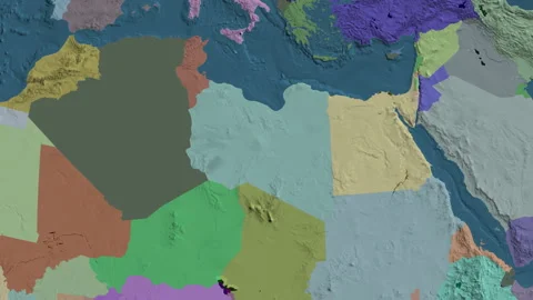 Libya on the globe. Glow. Administrative. No labels Stock Footage 337777645