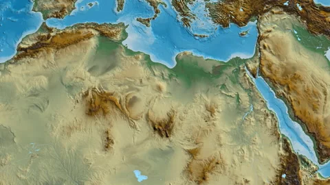 Libya on the globe. Glow. Relief. Labels Stock Footage 339884361
