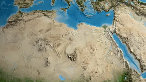 Libya on the globe. Glow. Satellite. Labels Stock Footage 342496366