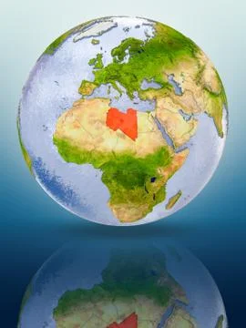 Libya on globe Stock Illustration