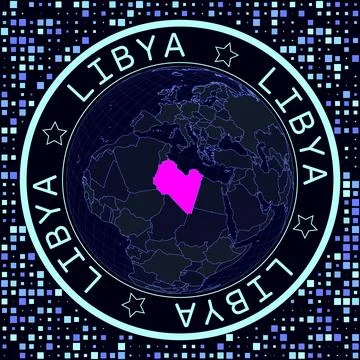 Libya on globe vector. Futuristic satelite view of the world centered to Li.. Stock Illustration