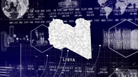 Libya Guinea Map Animation Loop | Growth, GDP, Oil Economy &amp; Development Stock Footage 331564152