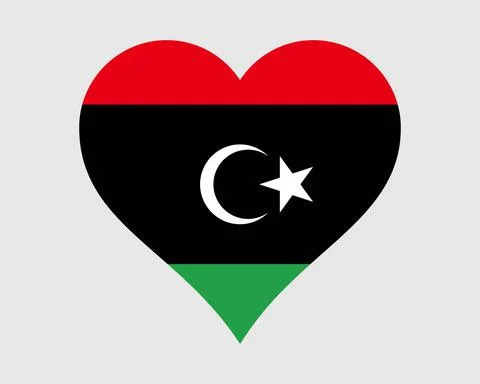 Libya Heart Flag. Libyan Love Shape Country Nation National Banner Icon Sign Stock Illustration