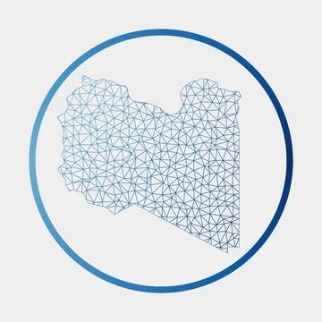 Libya icon. Network map of the country. Round Libya sign with gradient ring.. Stock Illustration