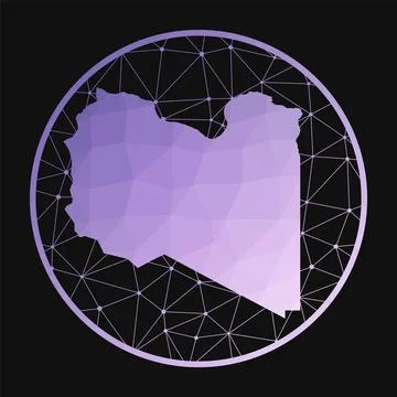 Libya icon. Vector polygonal map of the country. Libya icon in geometric st.. Stock Illustration