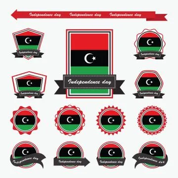 Libya independence day flags infographic design Stock Illustration