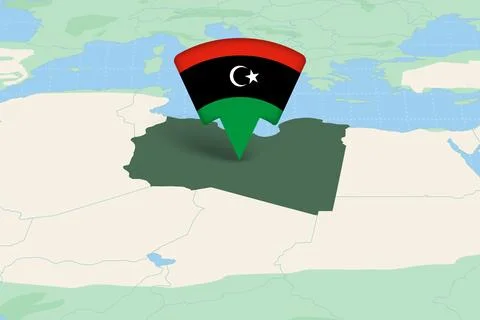 Libya Location Highlighted on African Map with Flag Icon. Stock Illustration