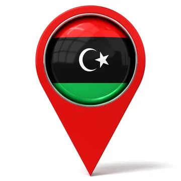 Libya - location pin with flag - 3D illustration Stock Illustration
