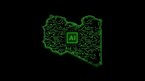 Libya Map AI Chipset Technology Opener Stock Footage 337081793