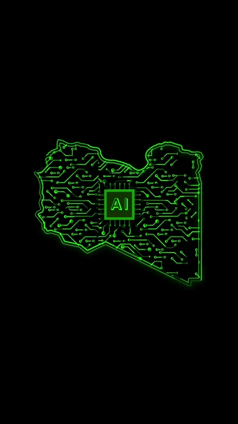 Libya Map AI Chipset Technology Opener Stock-Footage 337171983