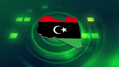 Libya Map and Flag Background Stock Footage 344028845