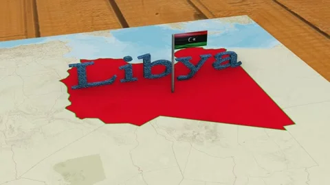 Libya Map and Libya Flag Stock Footage 275195118