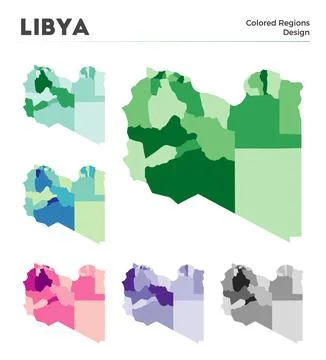 Libya map collection. Borders of Libya for your infographic. Colored countr.. Stock Illustration