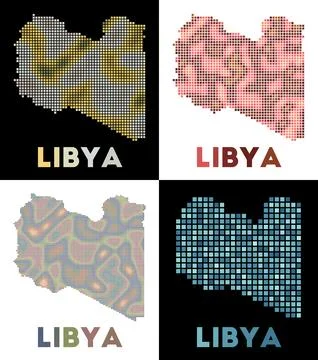 Libya map. Collection of map of Libya in dotted style. Borders of the count.. Stock Illustration