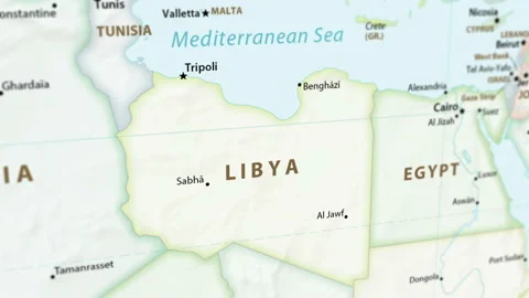 Libya on a Map with Defocus (4K) Stock Footage 102685519
