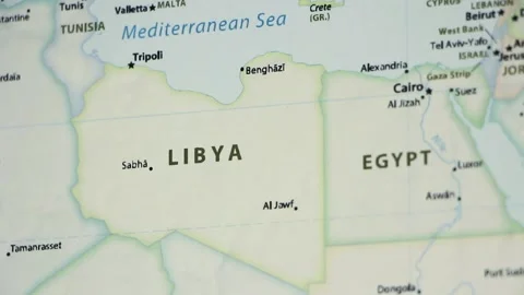 Libya on a Map (with Defocus) Stock Footage 90279952