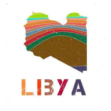 Libya map design. Shape of the country with beautiful geometric waves and g.. Stock Illustration