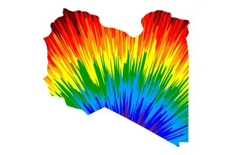 Libya - map is designed rainbow abstract colorful pattern, Federal State of L Stock Illustration