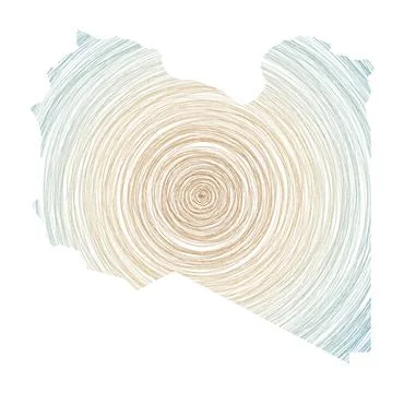 Libya map filled with concentric circles. Sketch style circles in shape of .. Stock Illustration