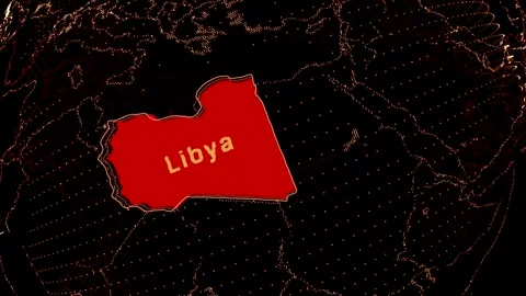 Libya Map Highlight on Rotating Digital Globe Stock Footage 331714767