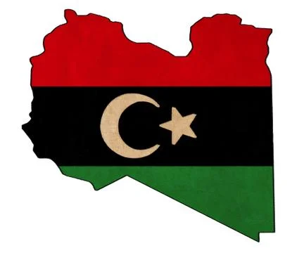 Libya map on libya flag drawing ,grunge and retro flag series Stock Illustration