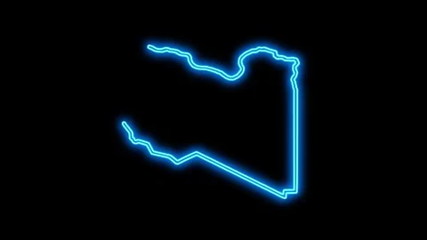 Libya Map Outline Neon Lights Stock Footage 332849980