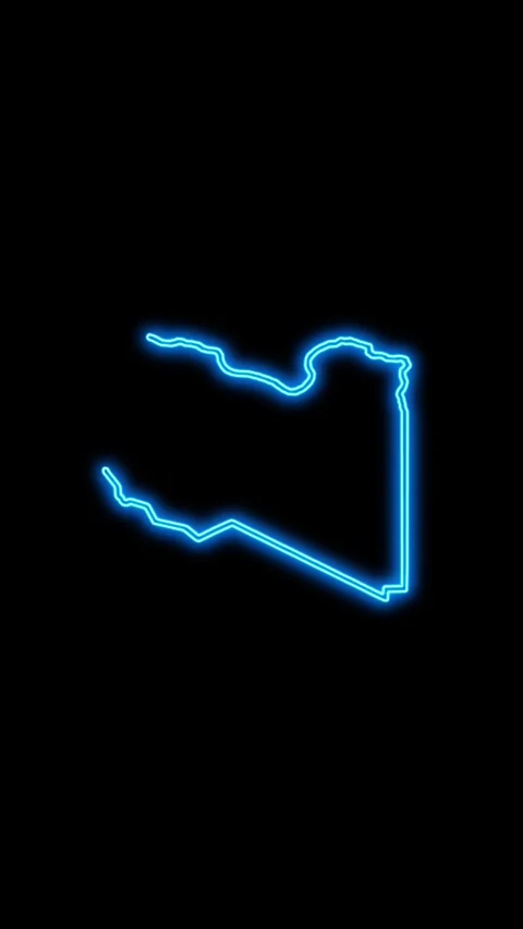 Libya Map Outline Neon Lights Stock Footage 333056717