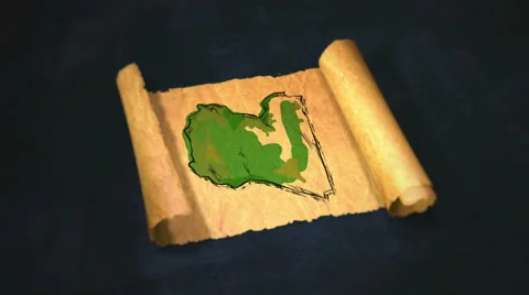 Libya Map Painting Unfolding Old Paper Scroll 3D 4K Stock Footage 59100098