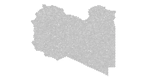 Libya map from particles, dots. Digital silhouette. Abstract animation back.. Stock Footage 325214516