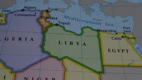 Libya on a map. Political map of Libya | Stock Video | Pond5