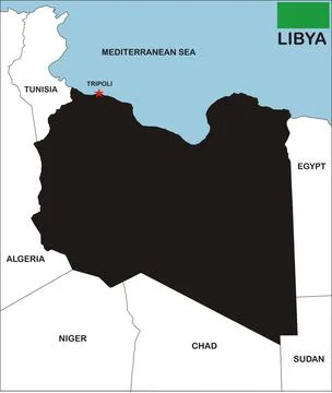 Libya map political map of libya country with neighbors and national flag ... Foto stock