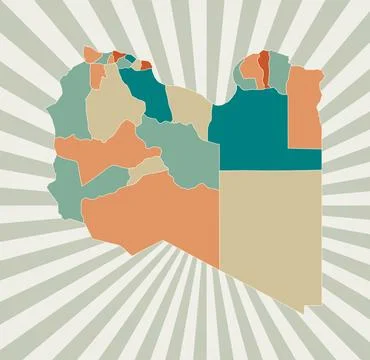 Libya map. Poster with map of the country in retro color palette. Shape of .. Stock Illustration