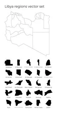 Libya map with shapes of regions. Blank vector map of the Country with regi.. Stock Illustration