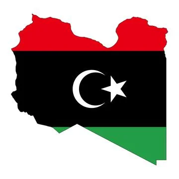 Libya map silhouette with flag isolated on white background Stock Illustration