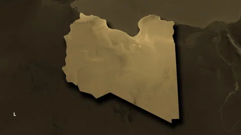 Libya map - solid. Shadow. Sepia. Labels Stock Footage 321681243