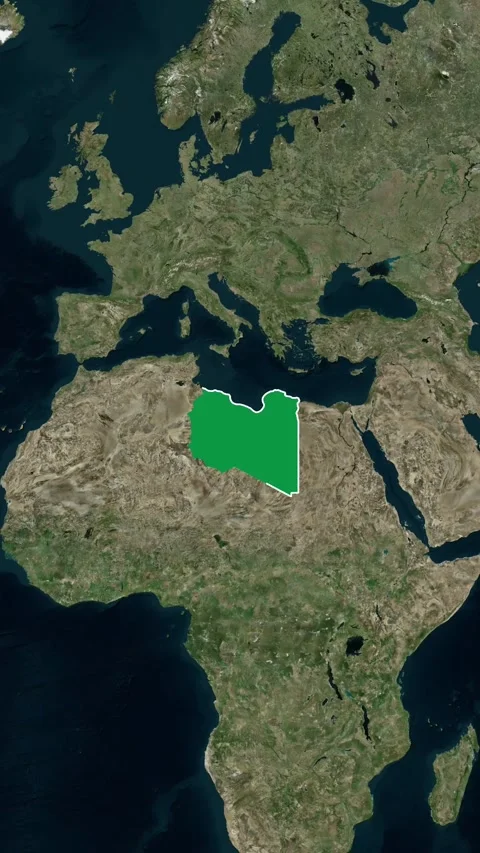 Libya National Border Highlighted Vertical Map Animation 4K Stock Footage 329337843